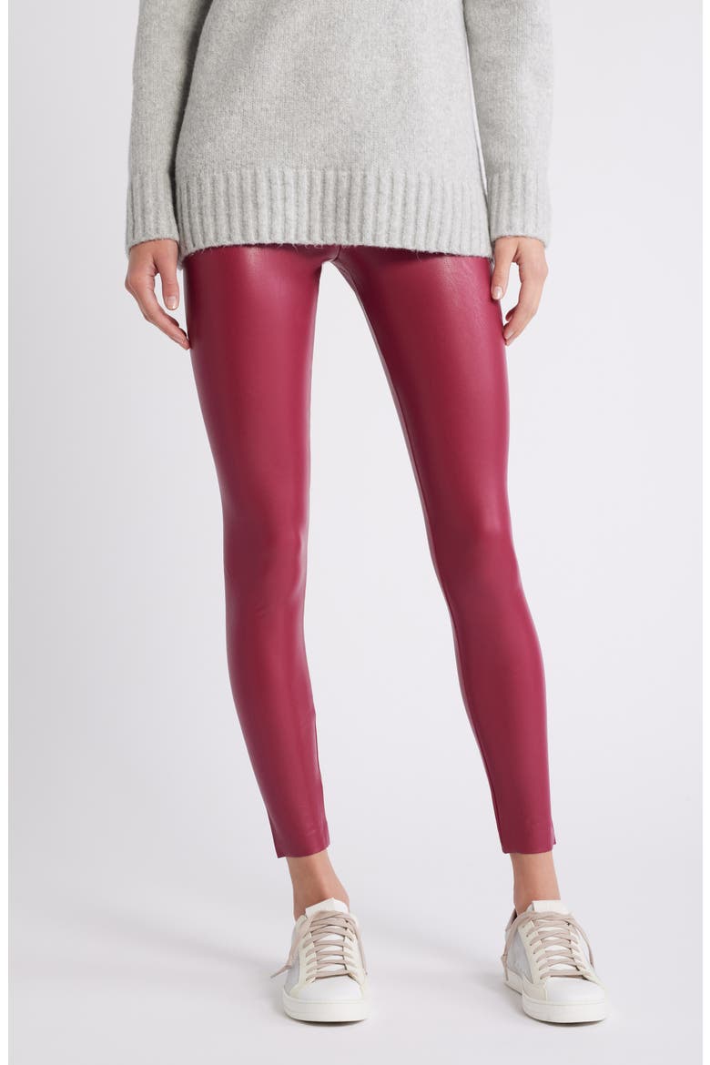 Control Top Faux Leather Leggings, Main, color, RASPBERRY