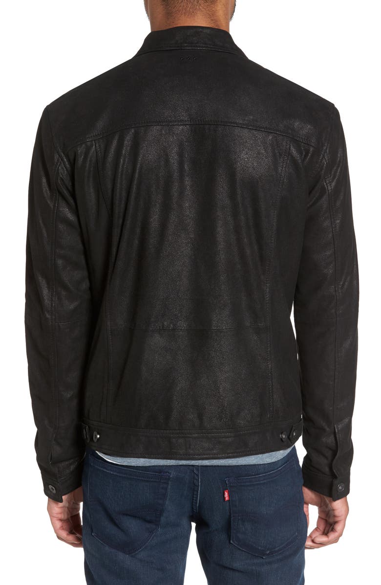 John Varvatos Star USA Leather Trucker Jacket, Alternate, color, 