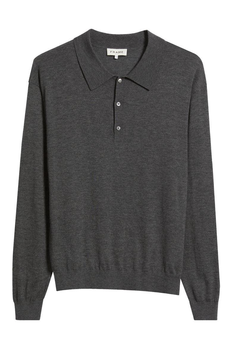 Superfine Merino Wool & Cashmere Polo Sweater, Alternate, color, GREY MELANGE