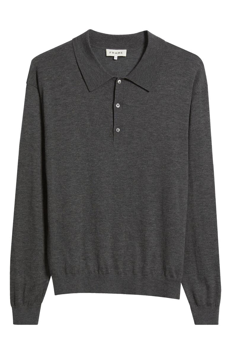 FRAME Superfine Merino Wool & Cashmere Polo Sweater, Alternate, color, Grey Melange