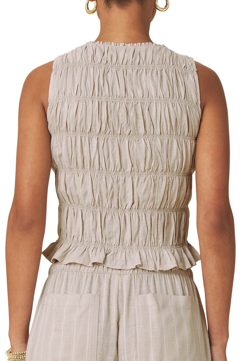 Bianca Smocked Crop Tank, Alternate, color, FAWN/ WHITE