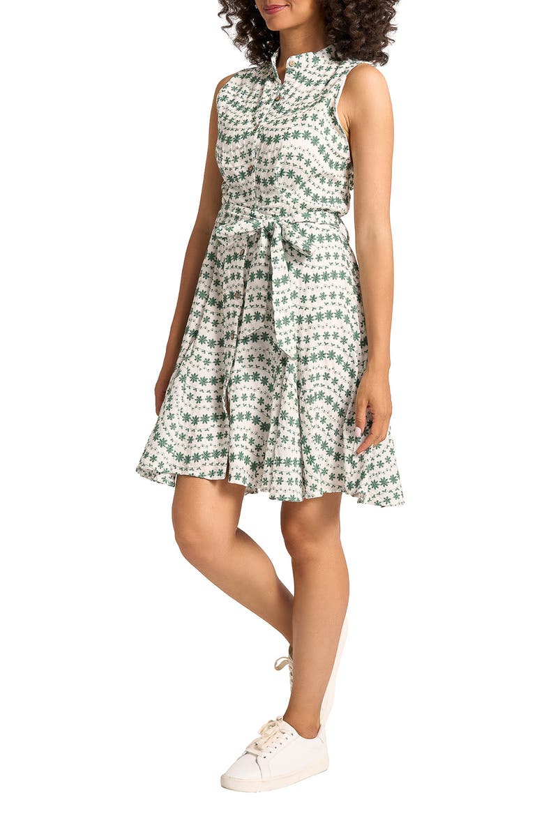 Mona Floral Embroidered Sleeveless Cotton Dress, Alternate, color, CLOVER