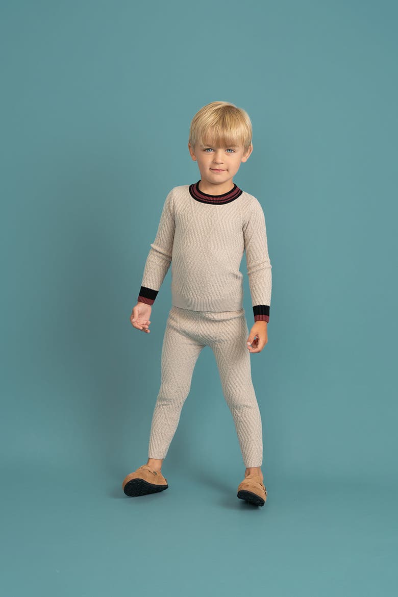 Diamond Knit 2 Piece Top and Leggings Set, Alternate, color, Stone