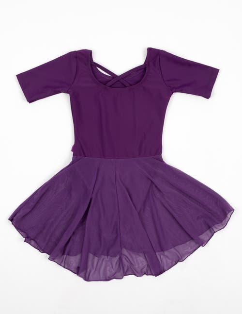 Leveret Girls Short Sleeve Skirted Leotard In Purple