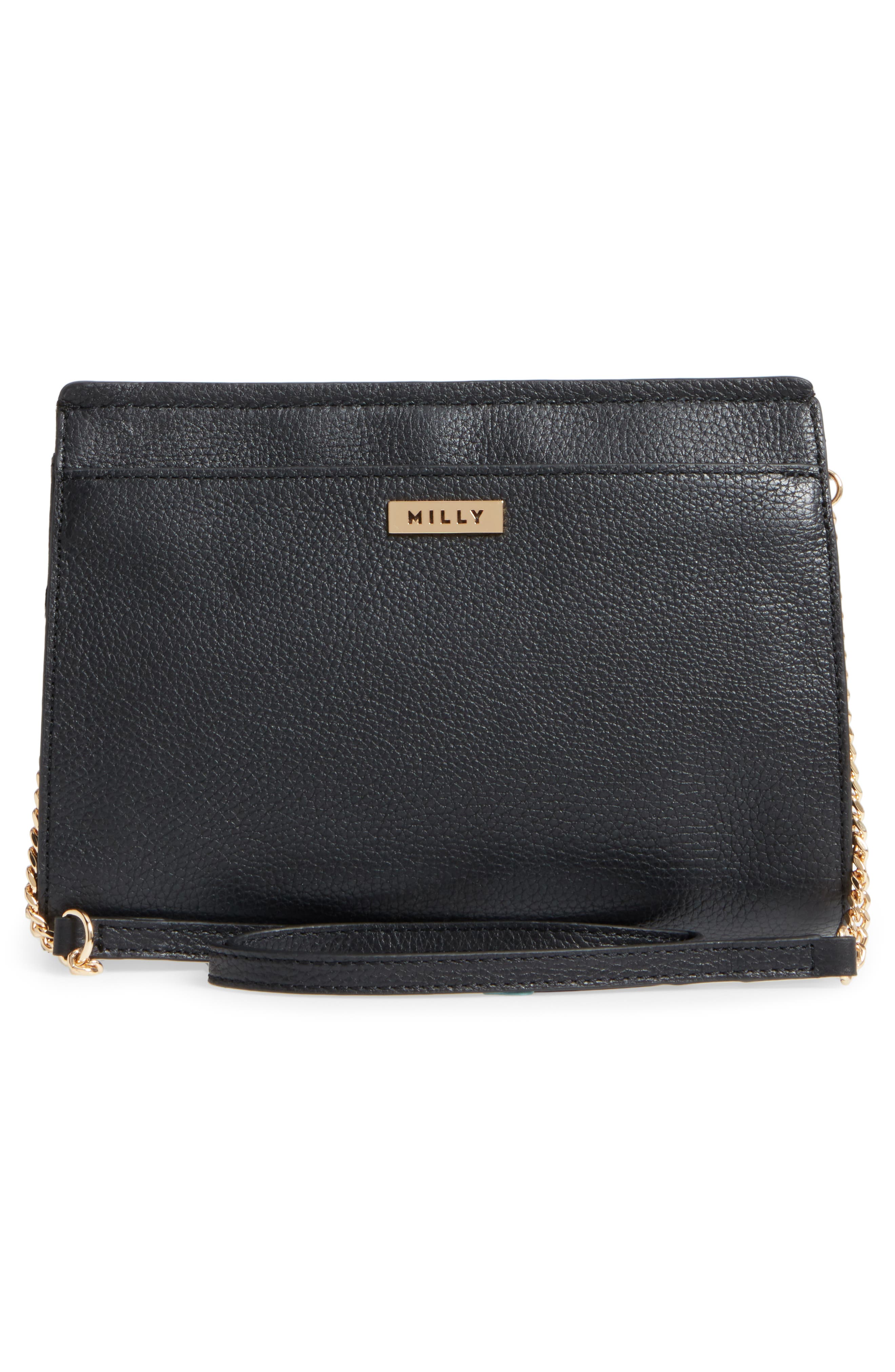 Milly Astor Pebbled Leather Flap Clutch, Alternate, color, 