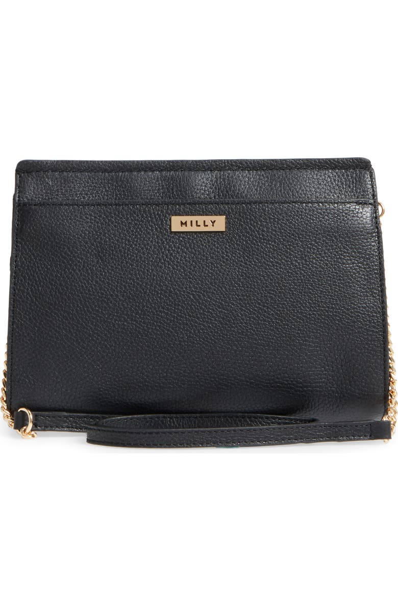 Milly Astor Pebbled Leather Flap Clutch, Alternate, color,