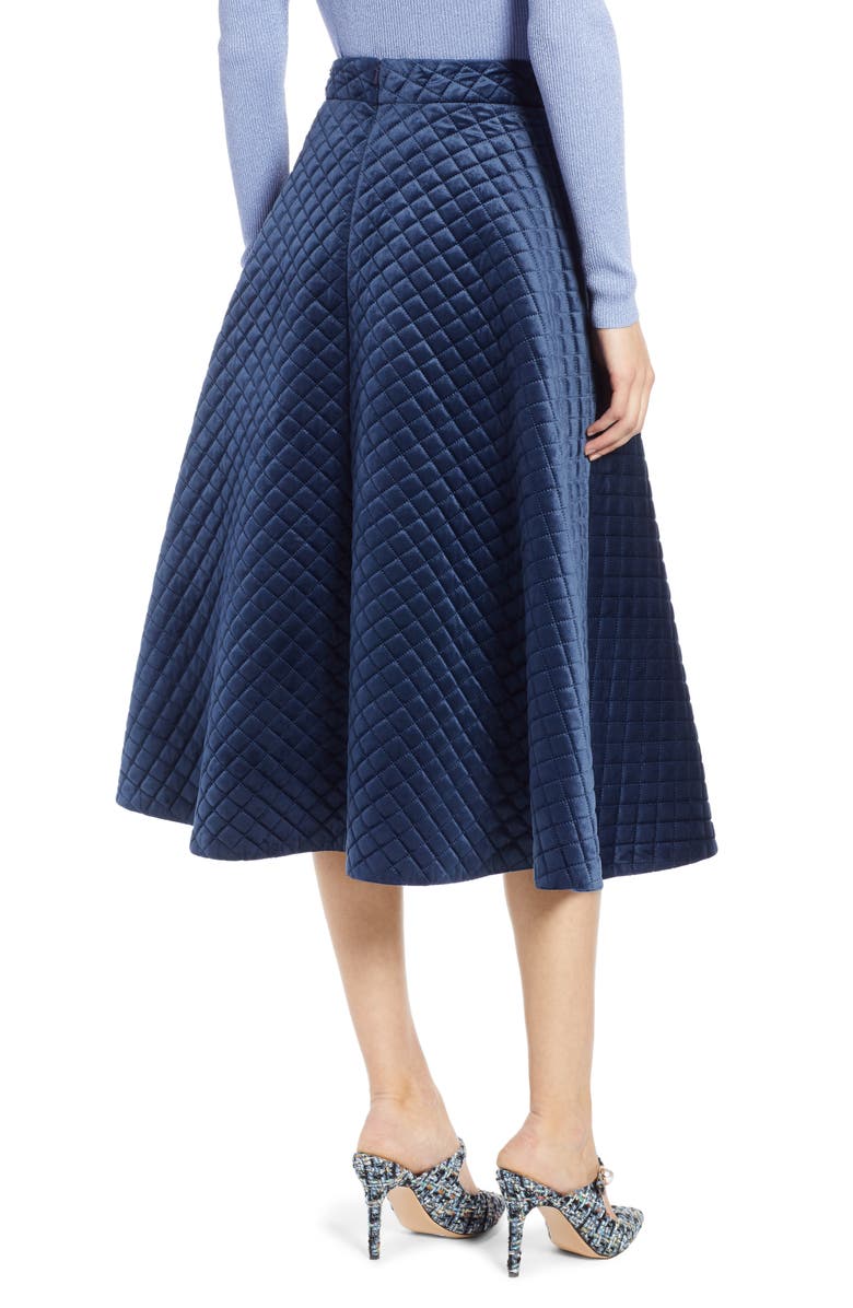 Halogen<sup>®</sup> x Atlantic-Pacific Quilted Velour Circle Midi Skirt, Alternate, color,