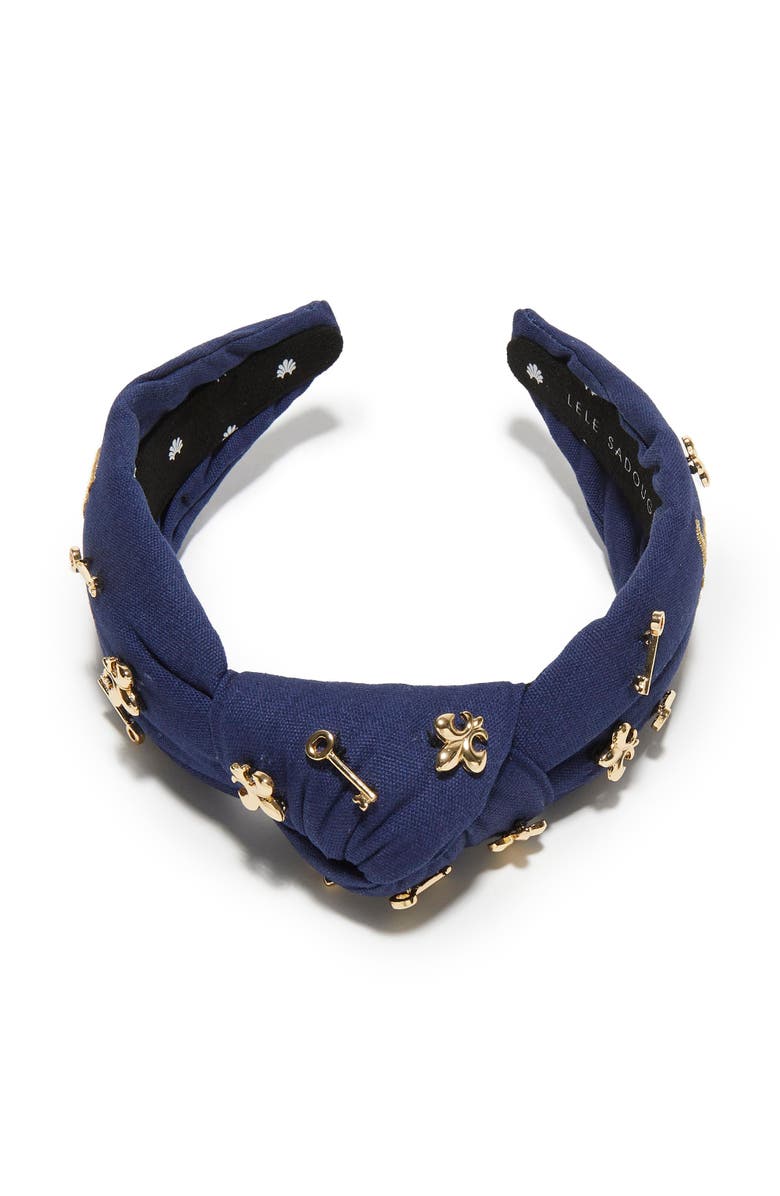 Lele Sadoughi Kappa Kappa Gamma Knotted Headband, Main, color, Kappa Blue 400