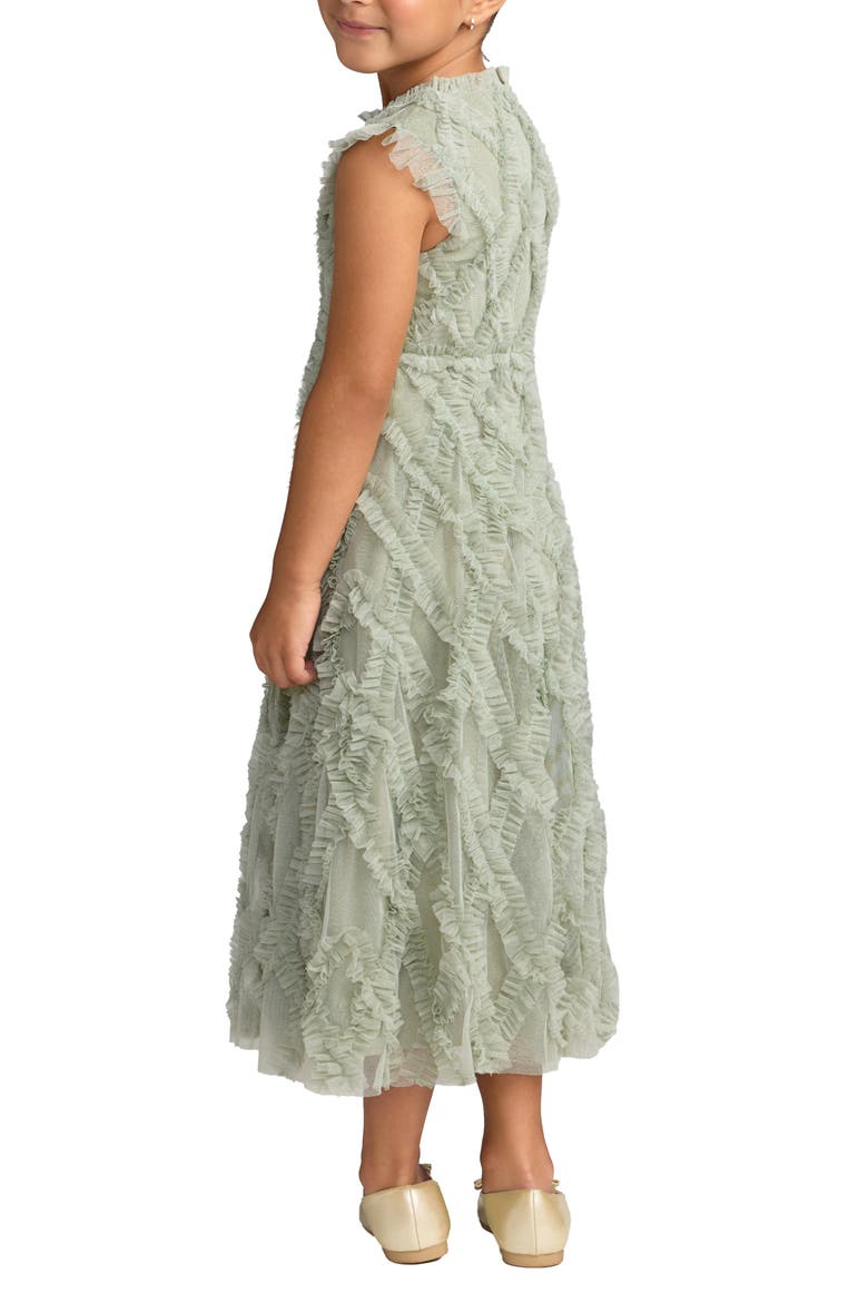Girls Ruffle Mesh Midi Dress, Alternate, color, Sage Multi