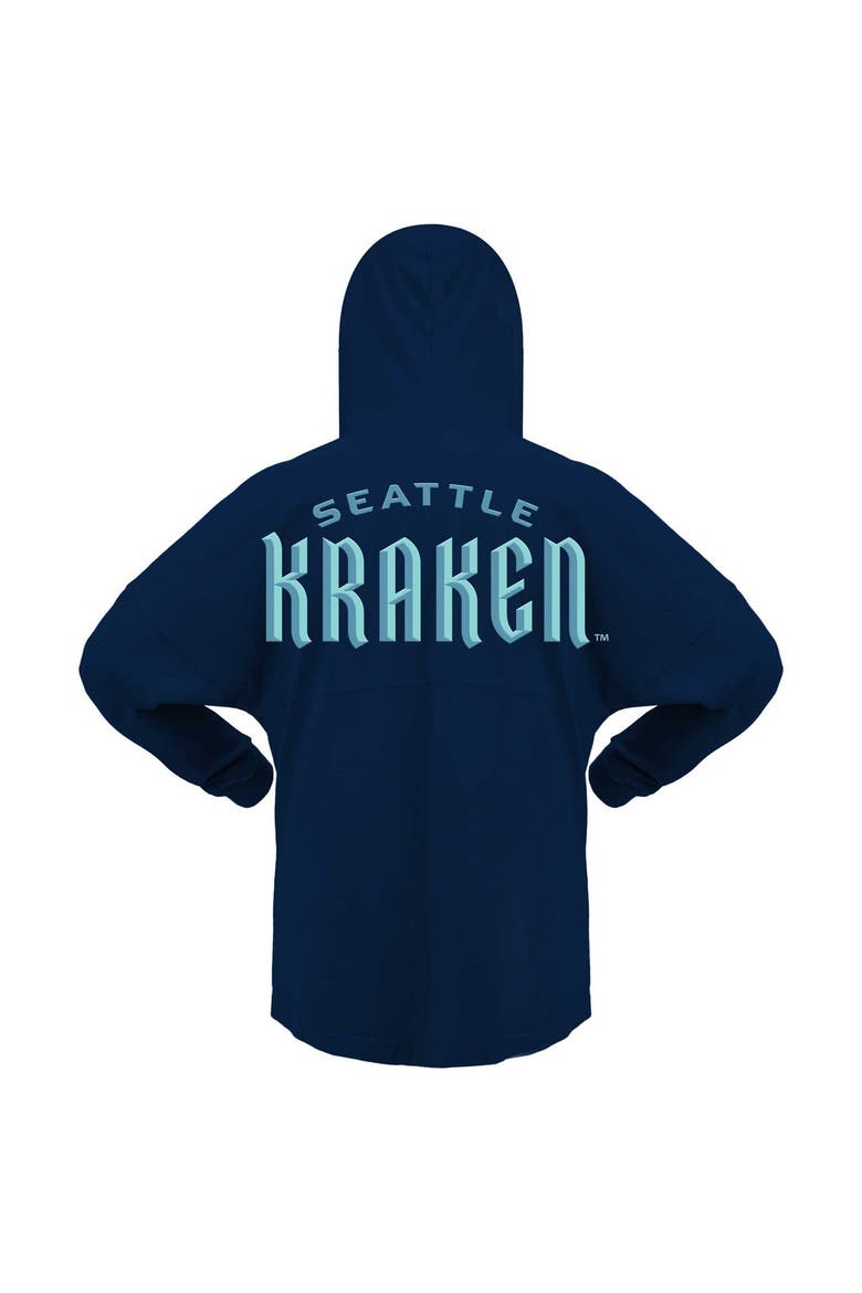 Women's Fanatics Branded Deep Sea Blue Seattle Kraken Jersey Lace-Up V-Neck Long Sleeve Hoodie T-Shirt, Alternate, color, Navy