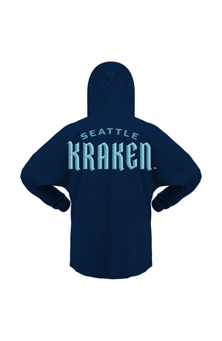 FANATICS Women's Fanatics Branded Deep Sea Blue Seattle Kraken Jersey Lace-Up V-Neck Long Sleeve Hoodie T-Shirt, Alternate, color, Navy