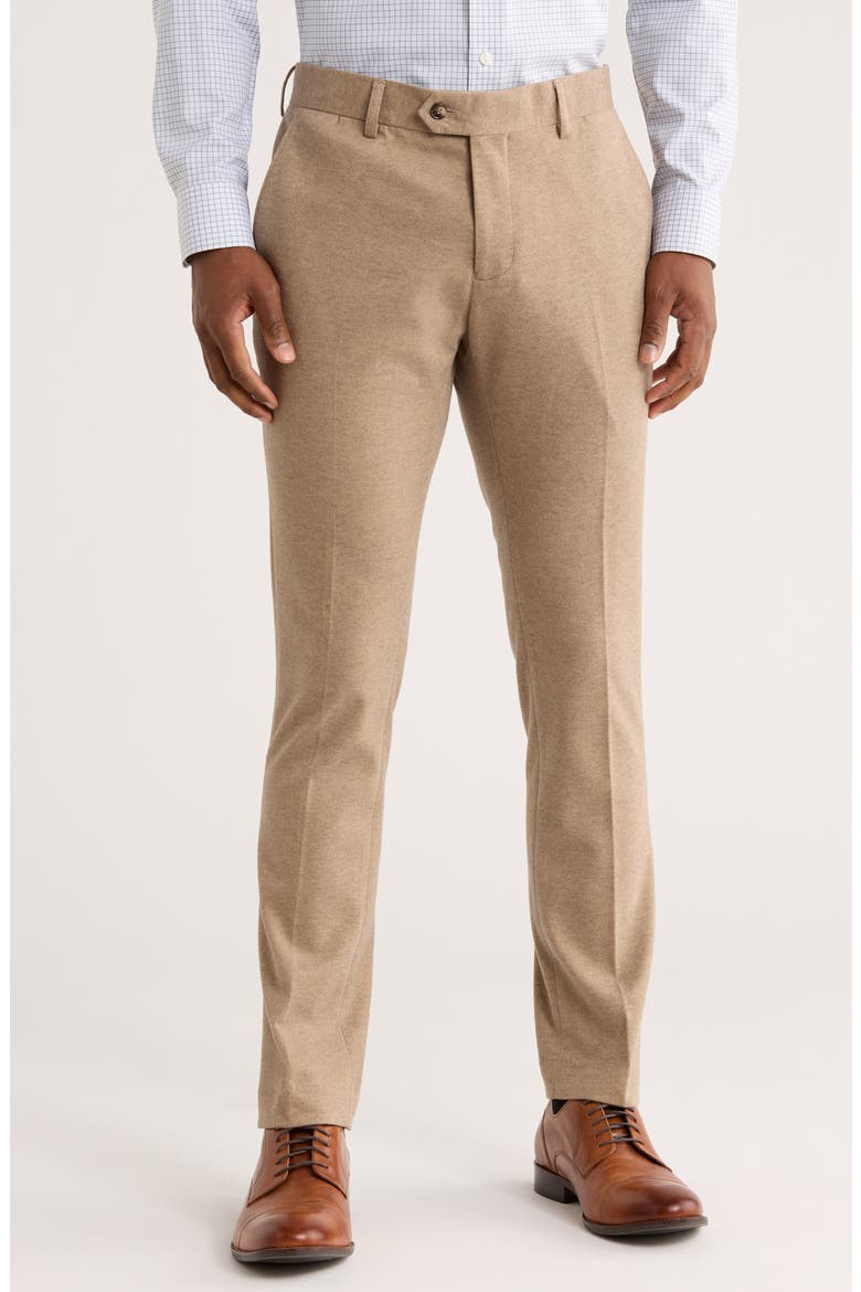 Slim Fit Flat Front Dress Pants, Main, color, BEIGE