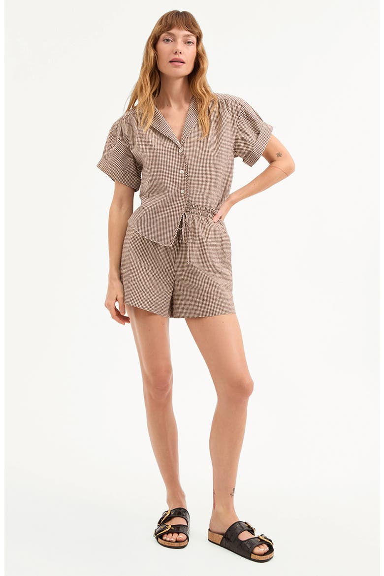 Tijana Cotton Gingham Drawstring Shorts, Alternate, color, LIGHT CHICKORY WHITE