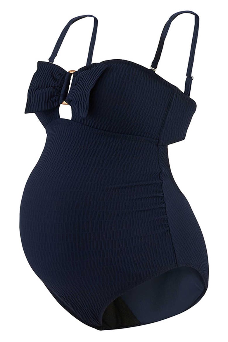 Bow One-Piece Maternity Swimsuit, Alternate, color, MARINE