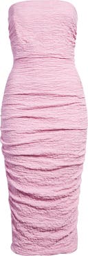 HOUSE OF CB Tana Ruched Corset Strapless Midi Dress