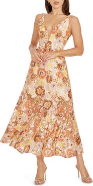 Dress the Population Sierra Floral Sequin Midi Cocktail Dress