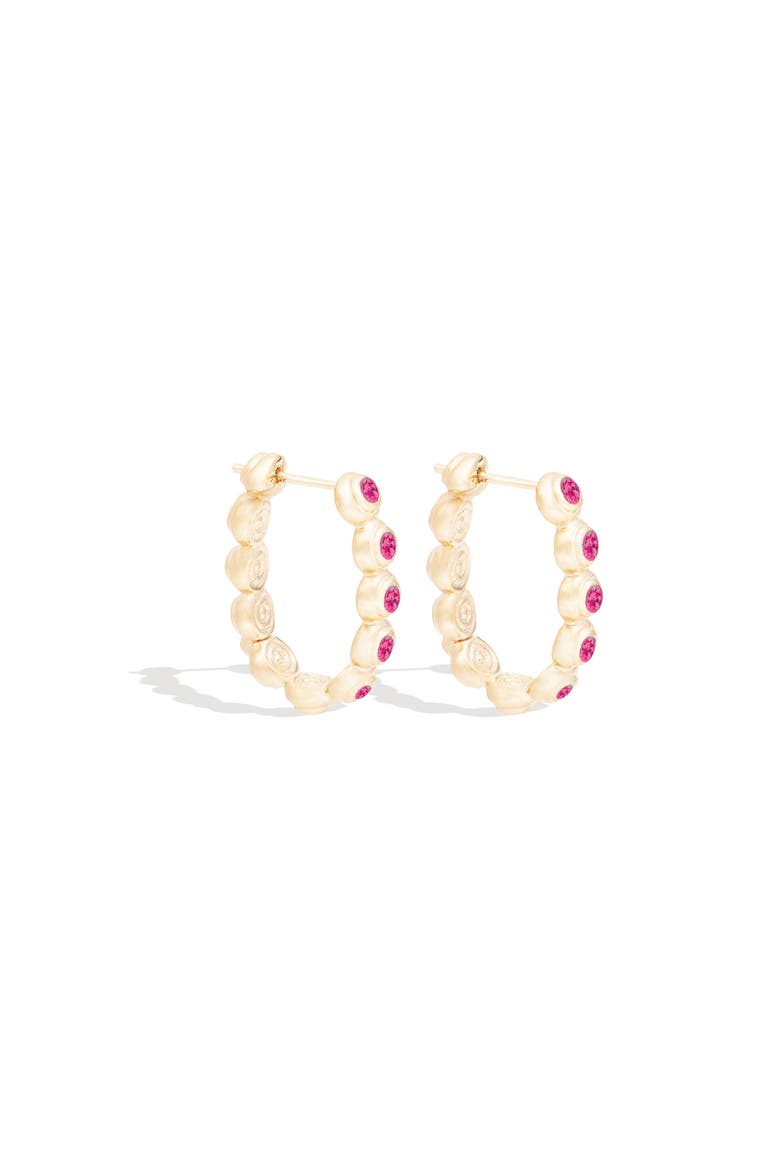 Evolve Oval Hoop Earring, Alternate, color, Pink Sapphire- Gold