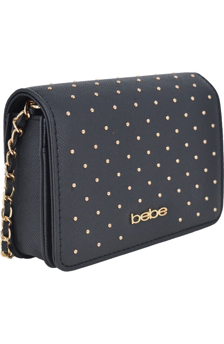 bebe Sagan Studded Crossbody Bag, Alternate, color, Black