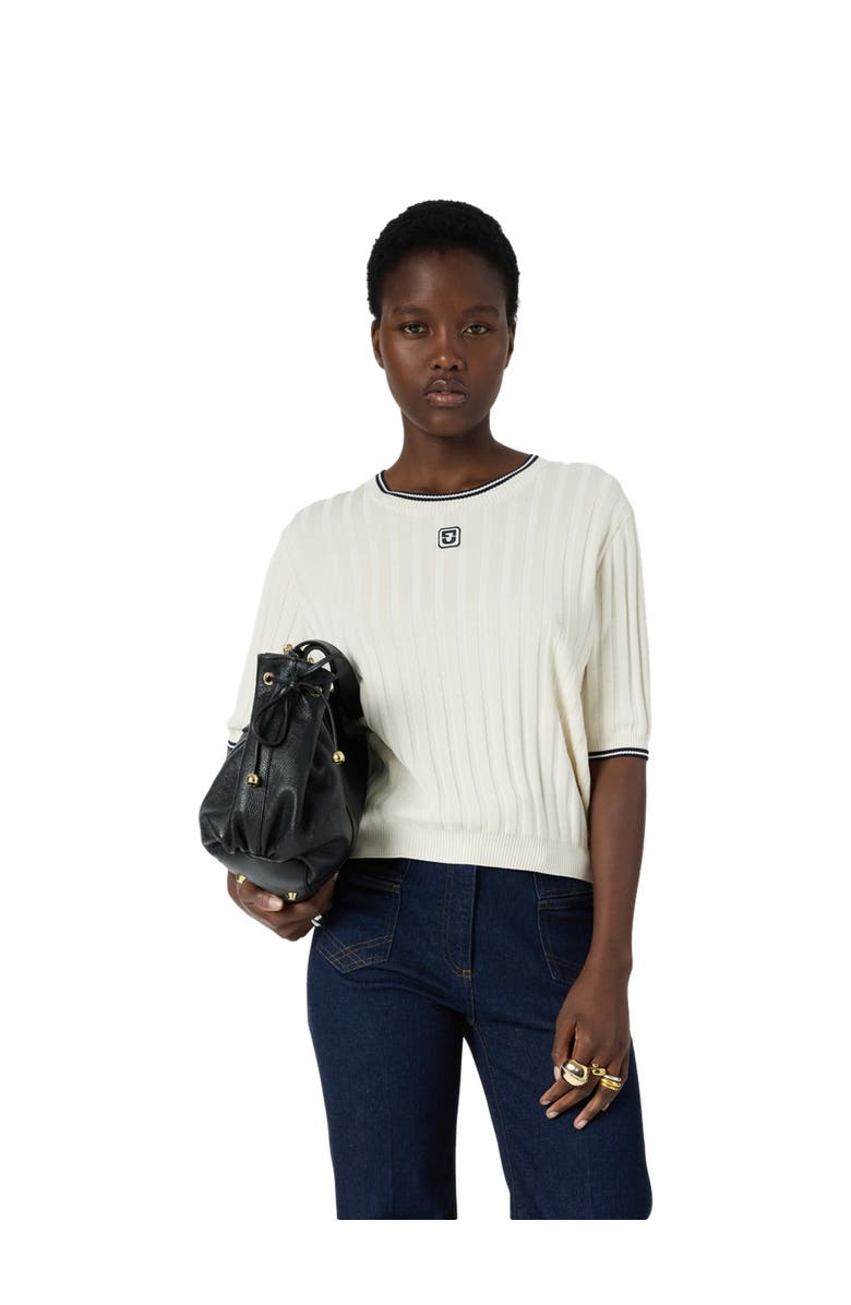 GERARD DAREL Lyra Short Sleeved Sweater, Main, color, Ecru