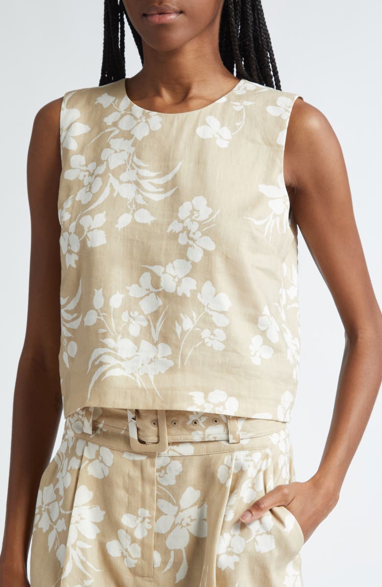 Veronica Beard Clarendon Floral Linen Blend Top, Alternate, color,
