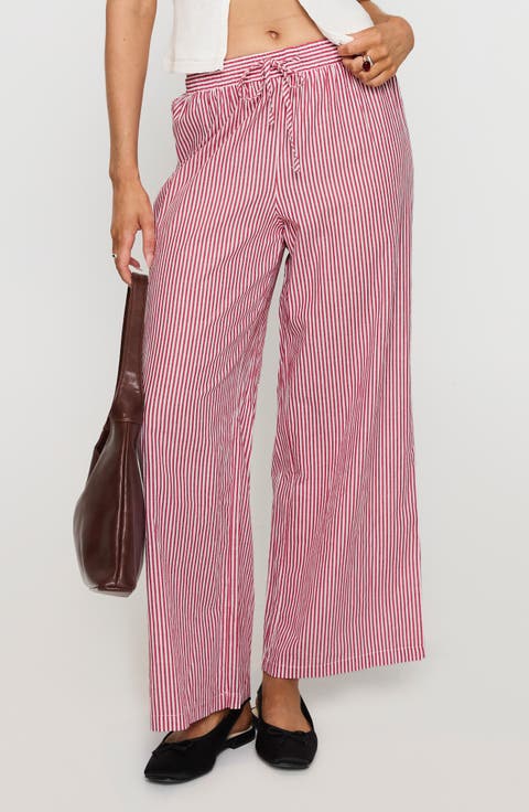 Holiday Tie Waist Wide Leg Pants