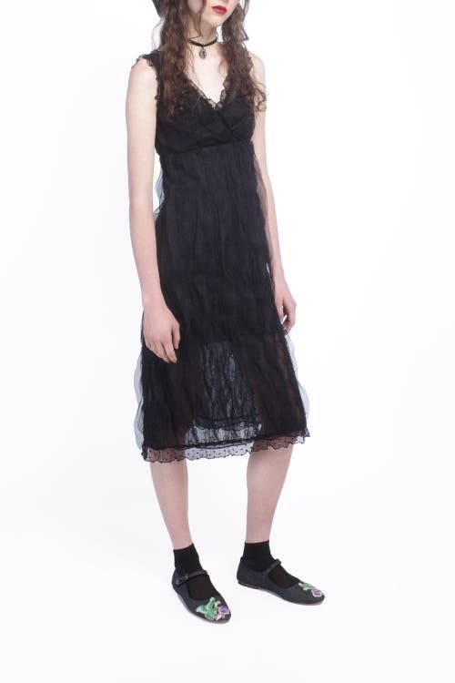 Anna Sui Black Lace Combo Sleeveless Lace Dress In Black
