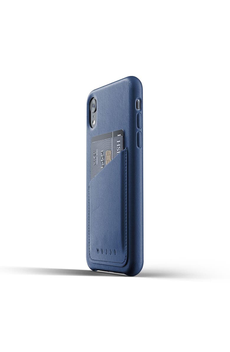 MUJJO Full Leather Wallet Case for iPhone XR, Main, color, Monaco Blue