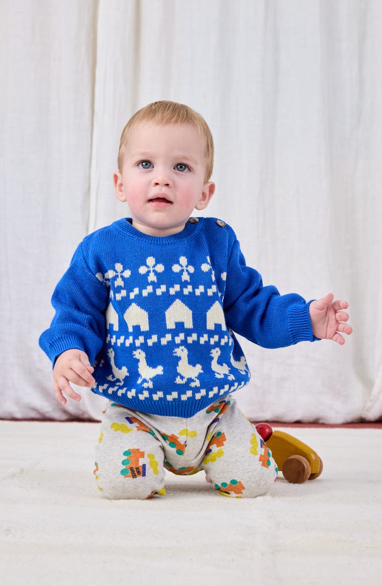 Bobo Choses Farm Jacquard Organic Cotton Sweater, Alternate, color, Blue