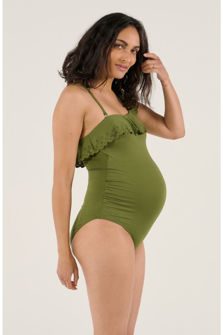 Bloom maternity swimsuit, Alternate, color, Kiwi
