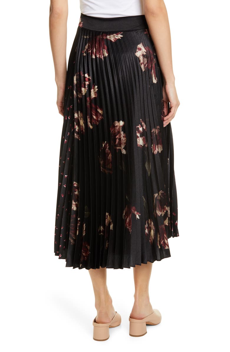 Vince Mixed Tulip Print Pleated Midi Skirt, Alternate, color,