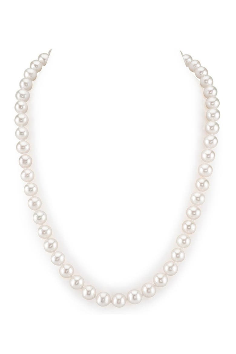 8-8.5mm White Freshwater Choker Length Pearl Necklace, Main, color, Sterling Silver Clasp