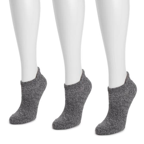 Muk Luks Cotton Compression Ankle Socks 3 Pair Pack In Gray