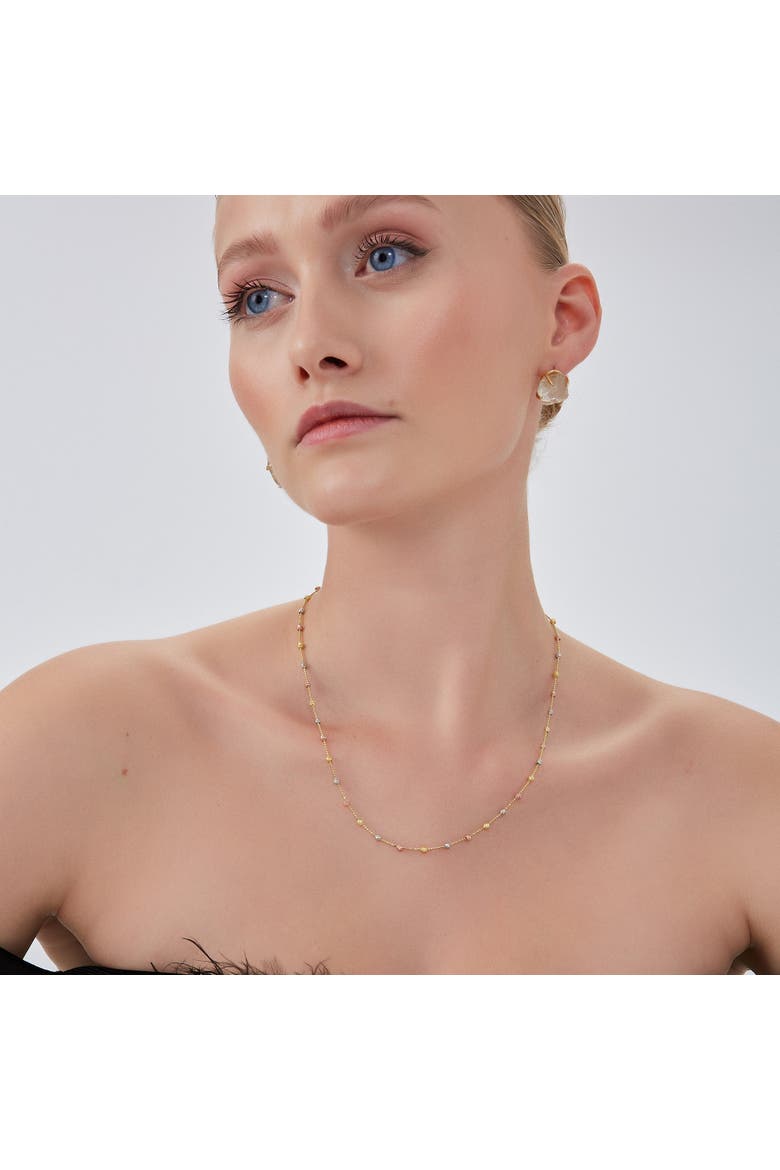 Dorissa Multicolour Sterling Silver Beaded Single Necklace, Alternate, color, Gold
