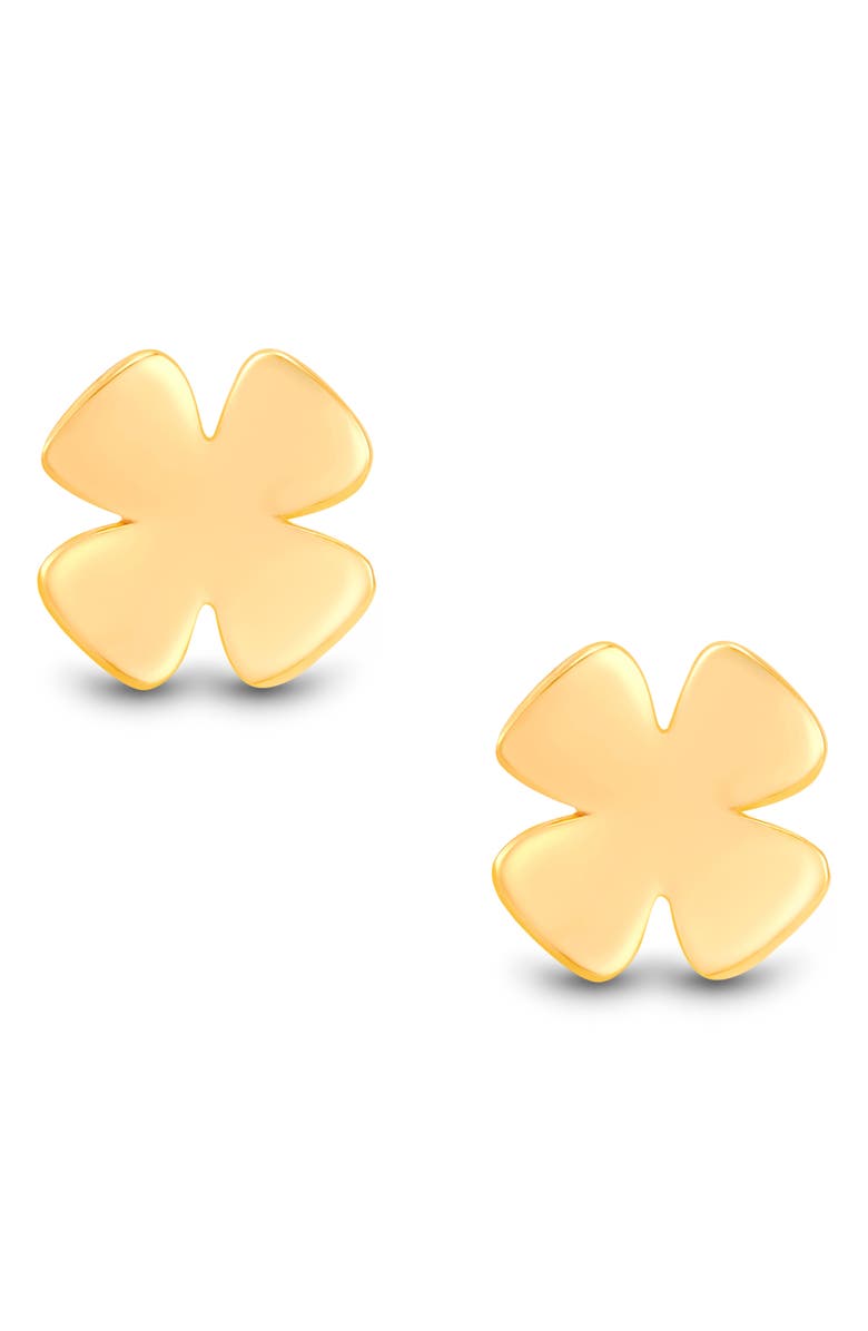 Frankie & Zoe 14K Yellow Gold Four Leaf Clover Stud Earrings, Alternate, color, Yellow Gold