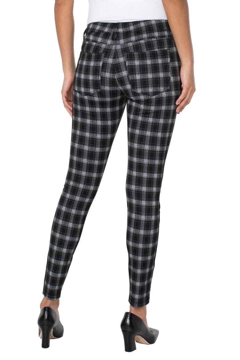 Plaid Ponte Leggings, Alternate, color, BLACK/ WHT W GLN P