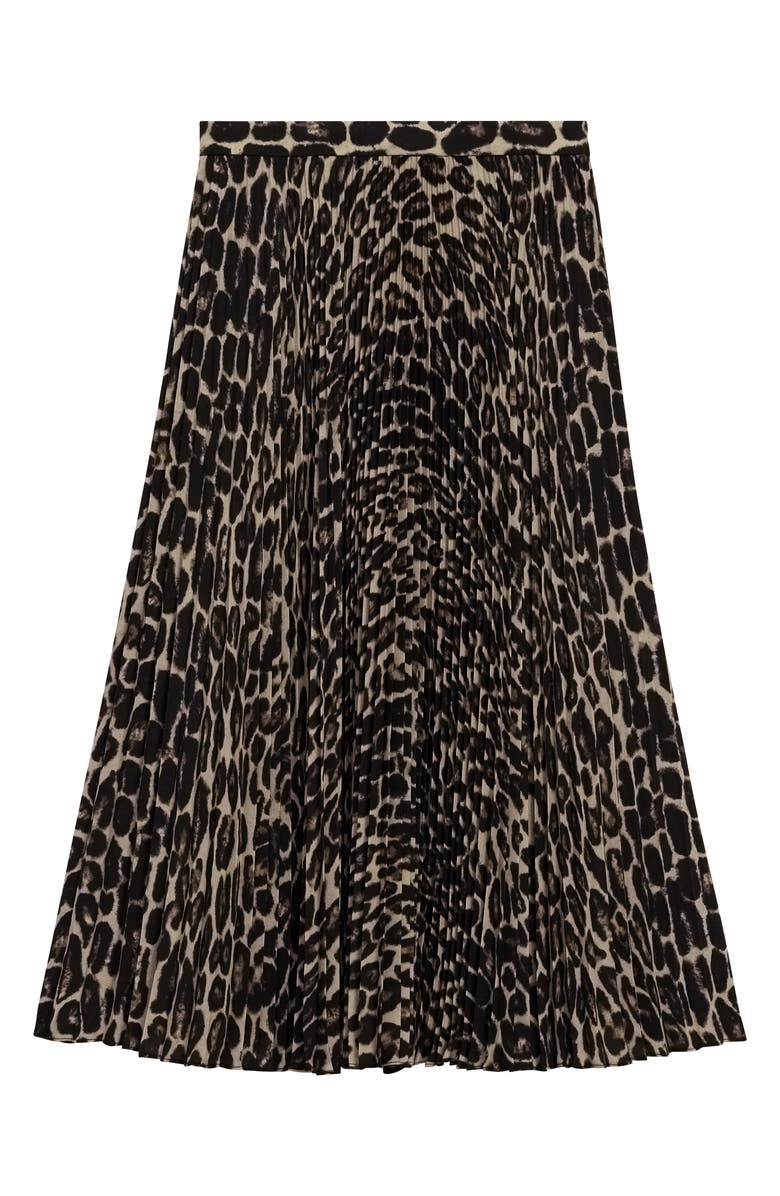 Theory Sunburst Leopard Print Pleated Midi Skirt, Alternate, color,