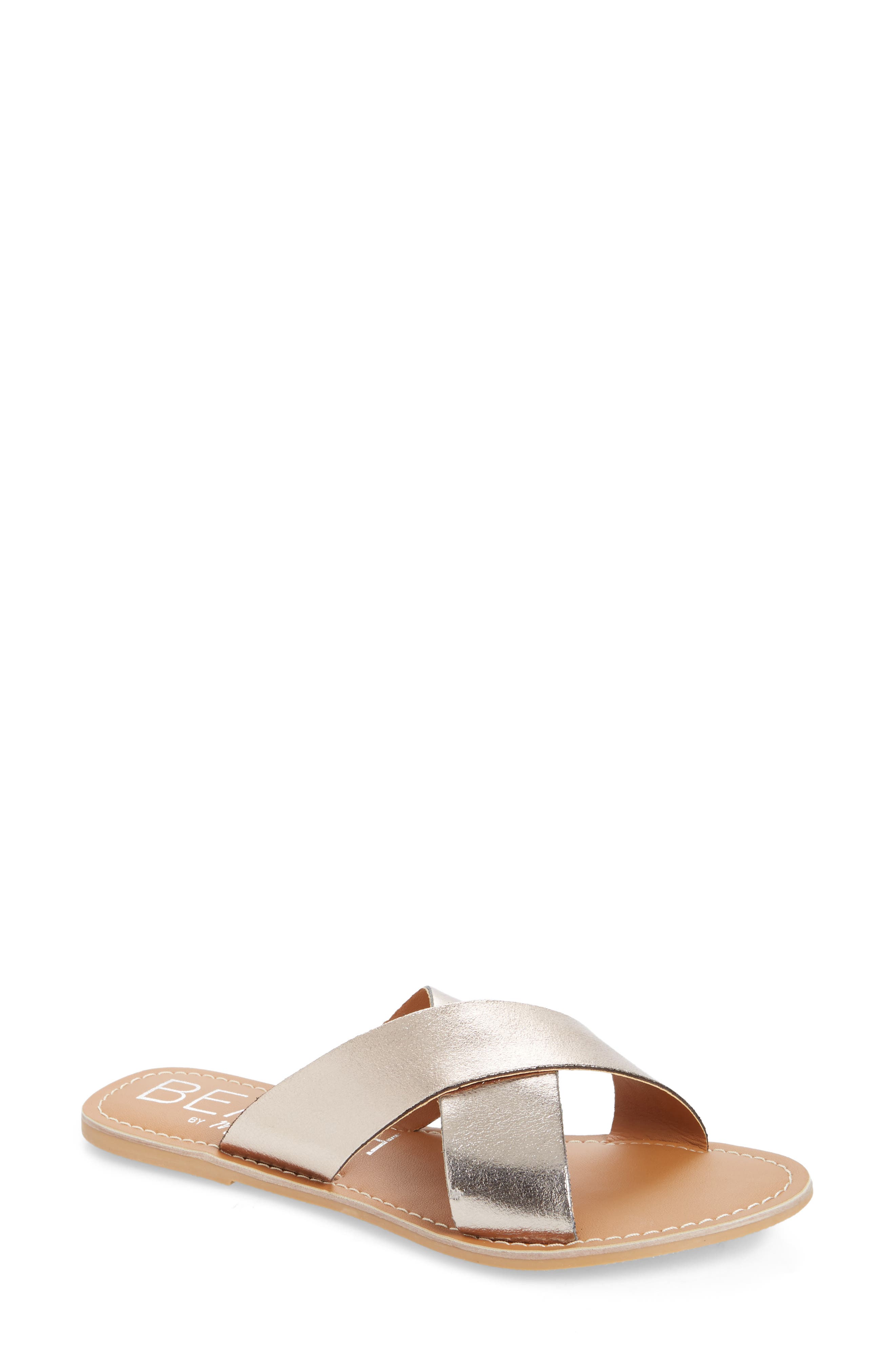 Pebble Slide Sandal, Main, color, PEWTER LEATHER