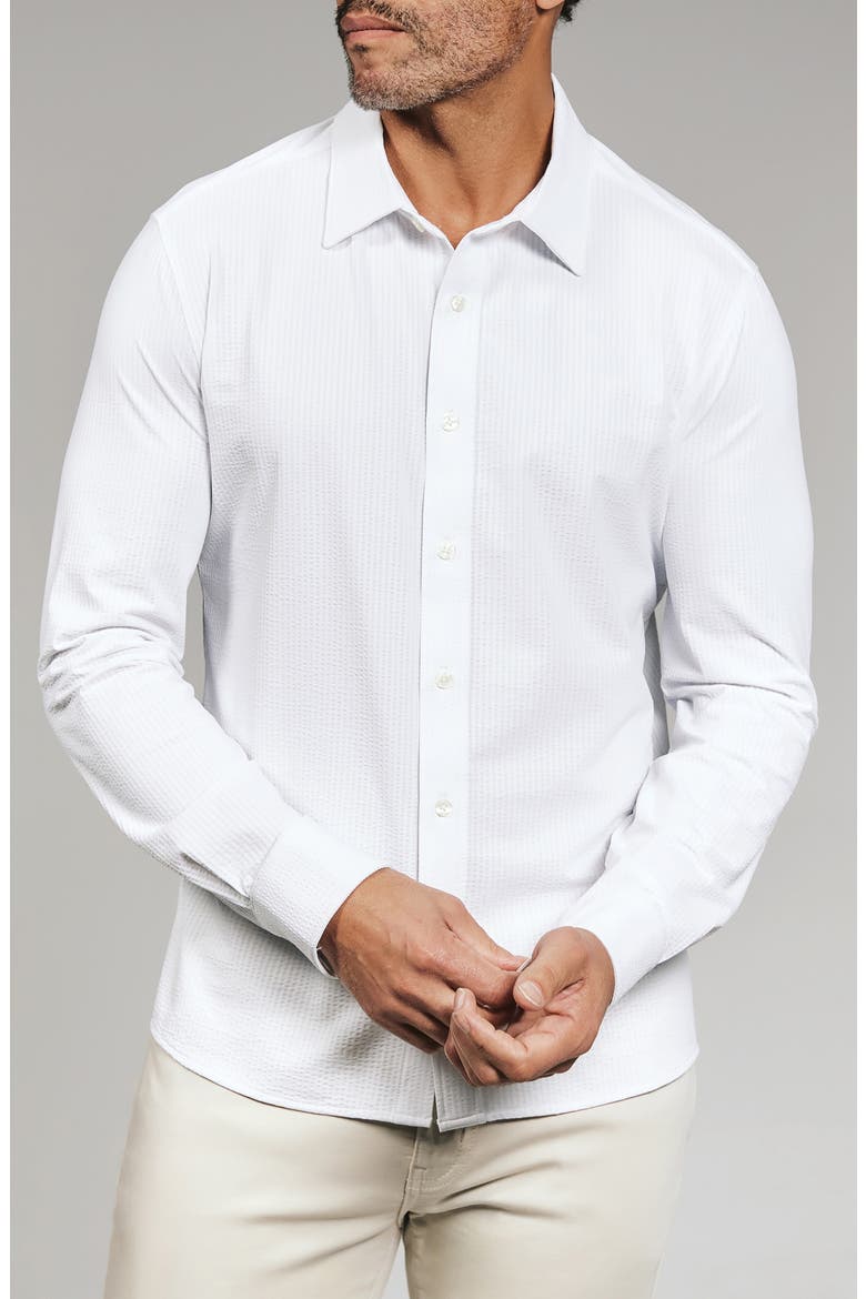Ferris Seersucker Button-Up Shirt, Main, color, WHITE
