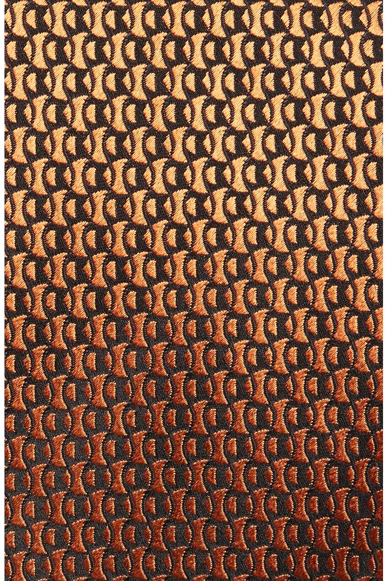 Quadri Fish Silk Tie, Alternate, color, ORANGE