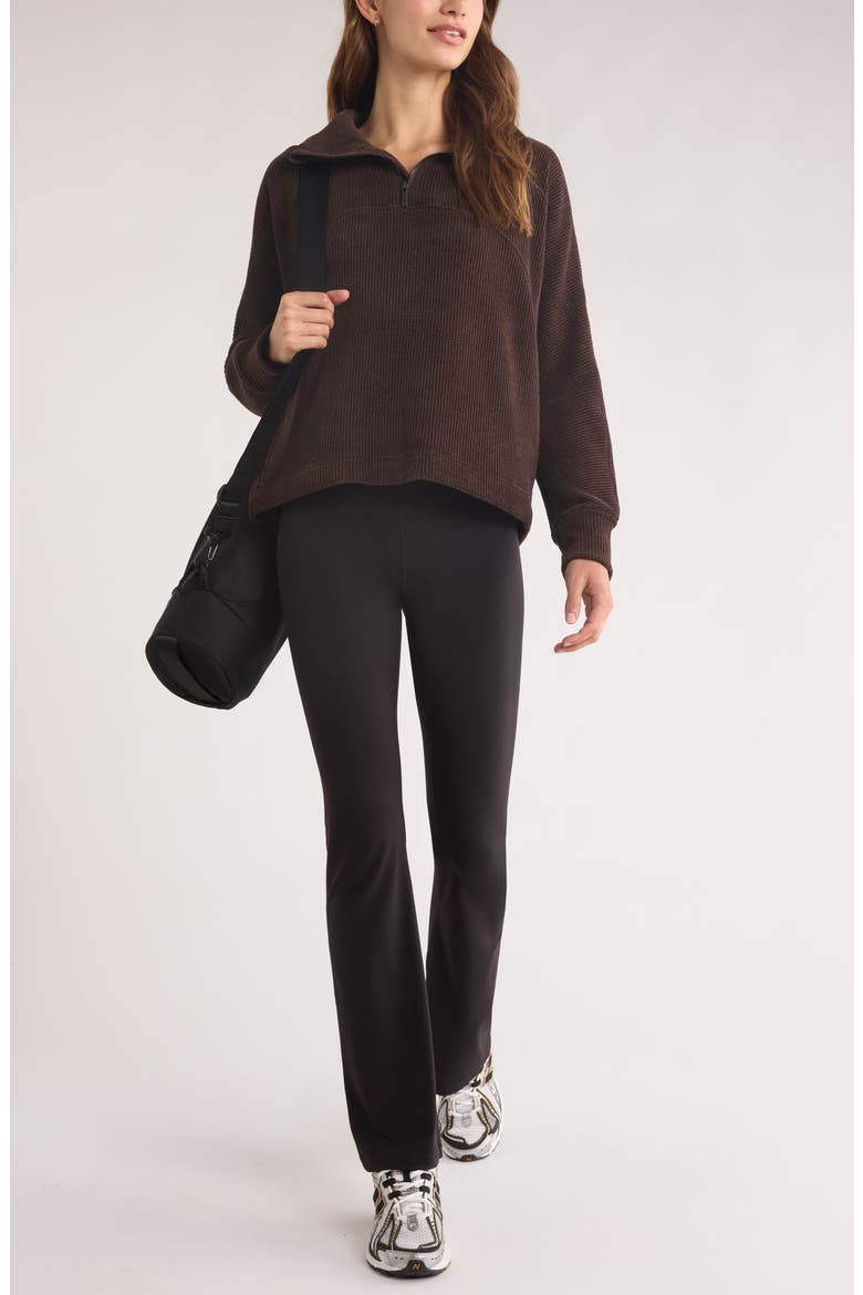 Half Zip Waffle Stitch Sweatshirt, Alternate, color, BROWN MOLE MARL