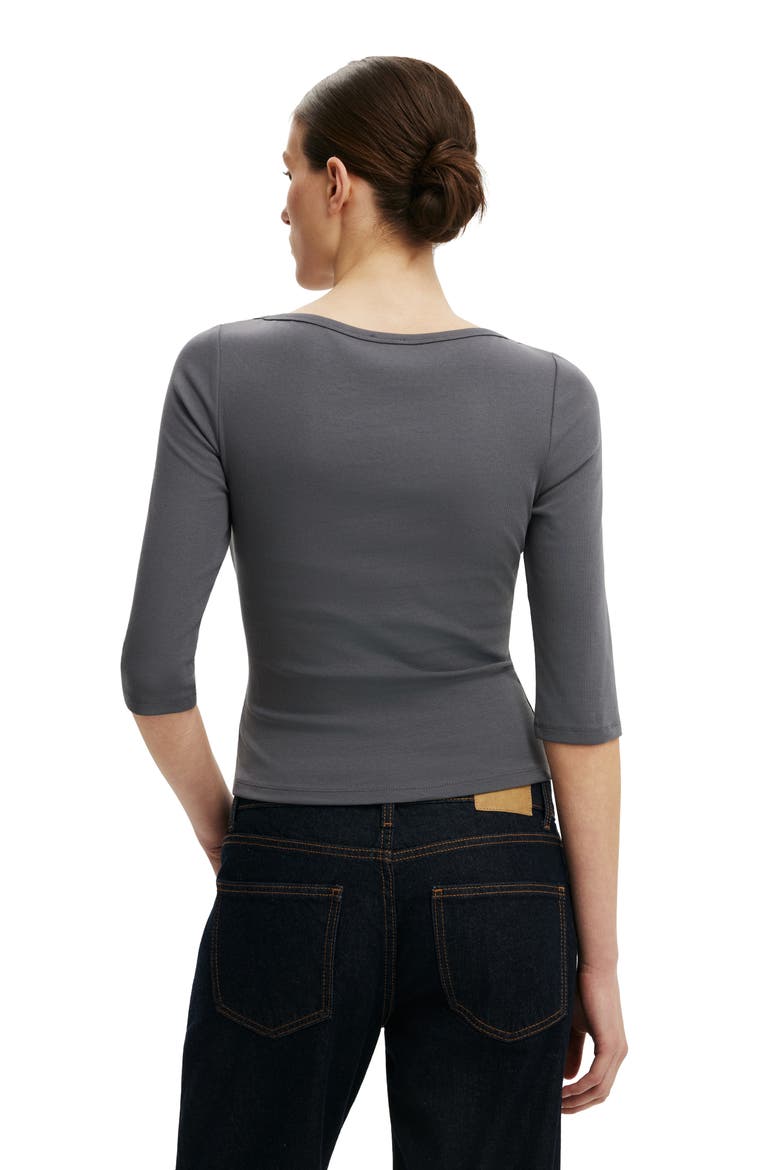 Women's 90S Boatneck ¾ Sleeve, Alternate, color, Steel Onyx