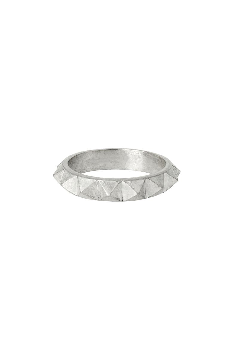 Men's Square Stud Ring, Alternate, color, WARM SILVER
