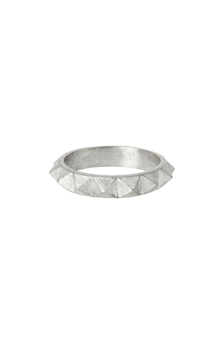 AllSaints Men's Square Stud Ring, Alternate, color, Warm Silver