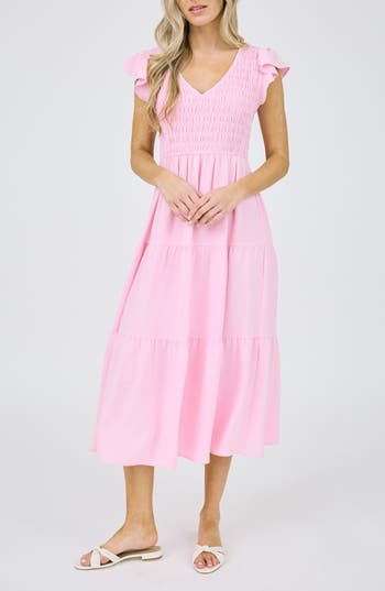 BLU PEPPER BLU PEPPER FLUTTER SLEEVE MIDI DRESS