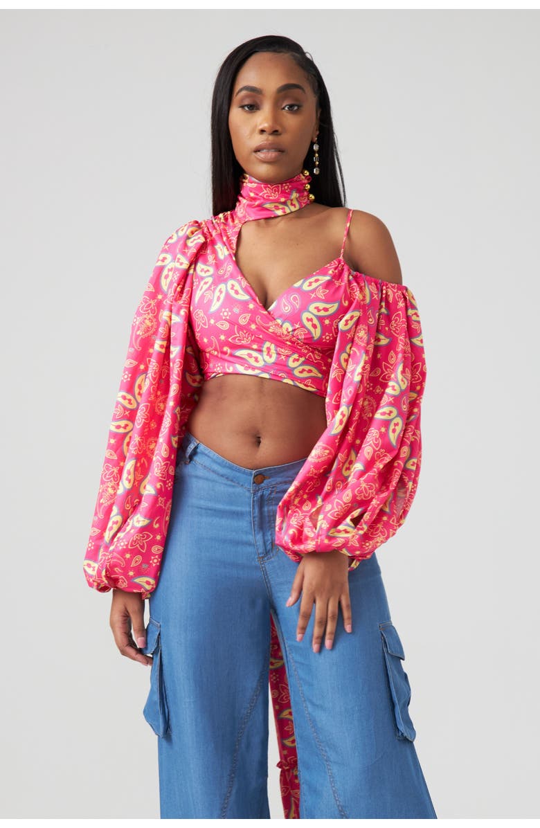 Bohn Jsell Persephone Wrap Top, Main, color, Pink