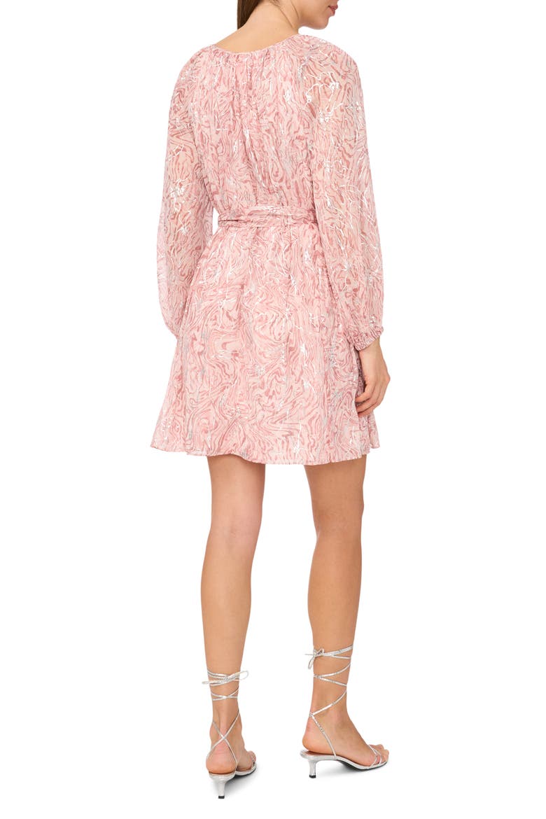 Long Sleeve Tie Waist Dress, Alternate, color, CAMEO ROSE