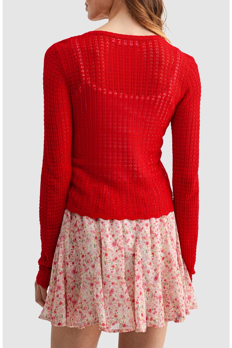 Crop Knit Cardigan, Alternate, color, RED