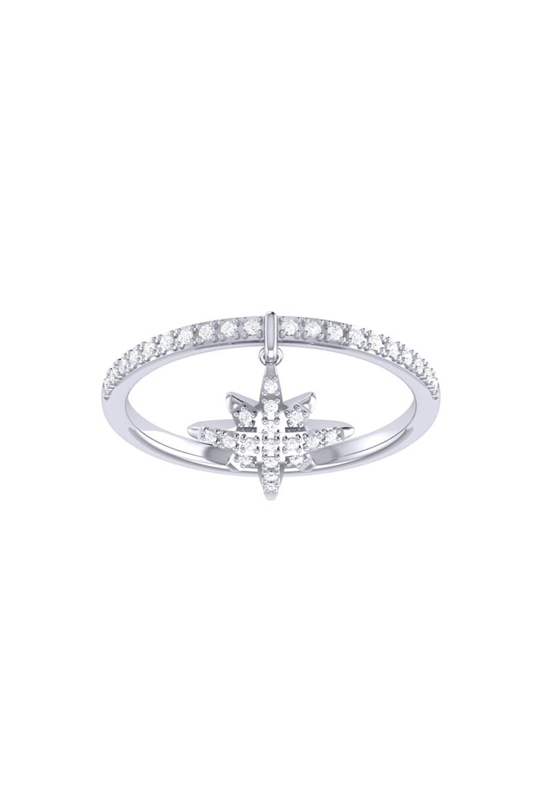 North Star Sterling Silver Diamond Charm Ring, Main, color, Silver