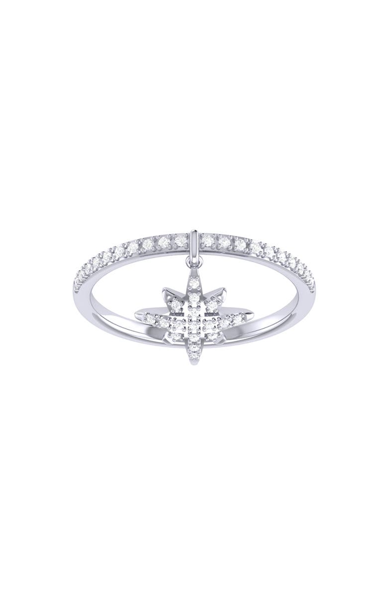 LuvMyJewelry North Star Sterling Silver Diamond Charm Ring, Main, color, 