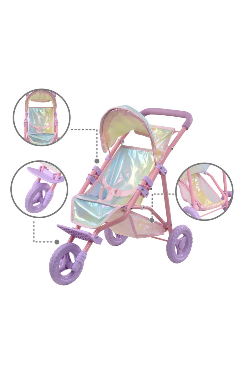 Teamson Kids Olivia's Little World Magical Dreamland Baby Doll Jogging Stroller, Alternate, color, Iridescent